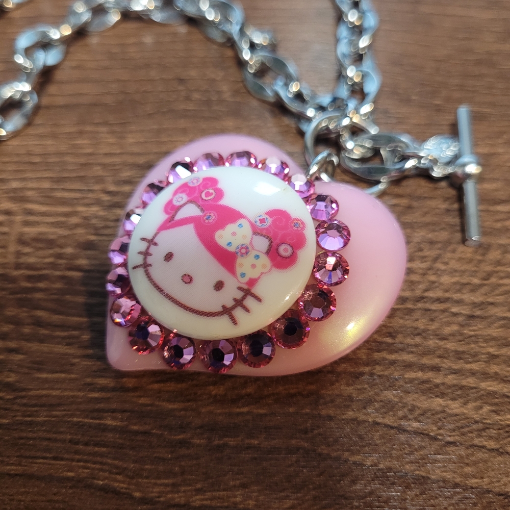 Tarina Tarantino Pink Heart Necklace with Character Design
